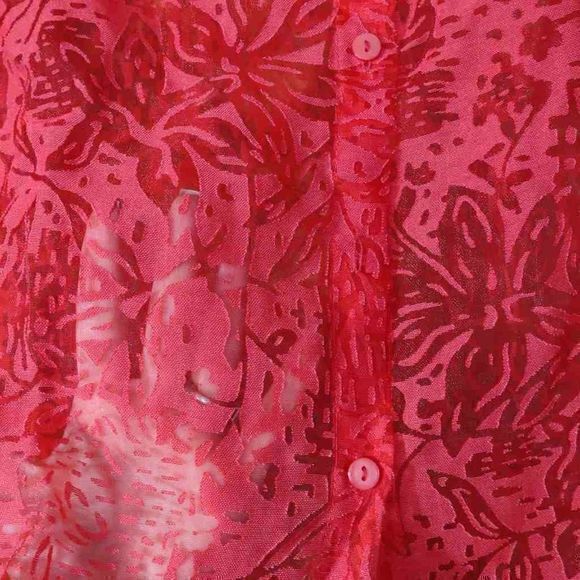 Alfred Dunner Petites Sheer Persimmon Lace Button Up Sz 18P - Picture 6 of 14